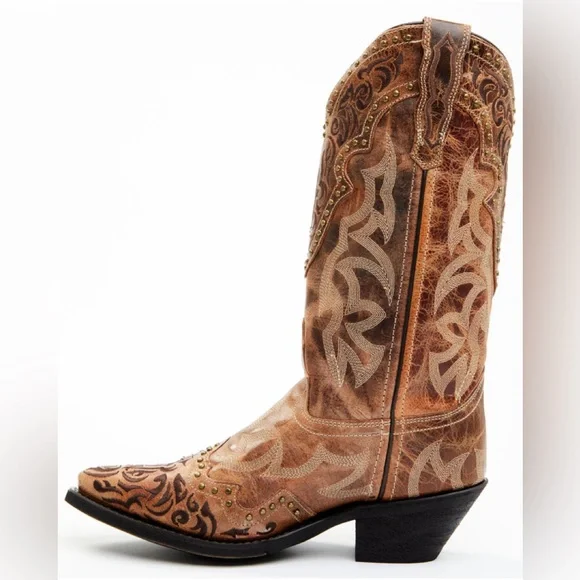 LAREDO WOMEN’S BRAYLNN LEATHER WESTERN PERFORMANCE STUDDED BOOTS -SNIP TOE. SZ 9 - Picture 3 of 11